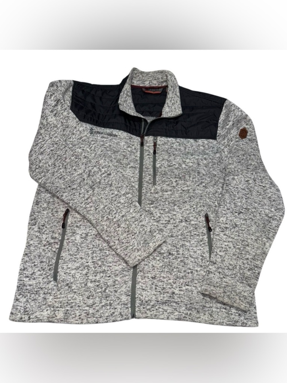 📌Free Country Men’s XXL Gray Fleece Jacket Quilted Zip Front Outdoor